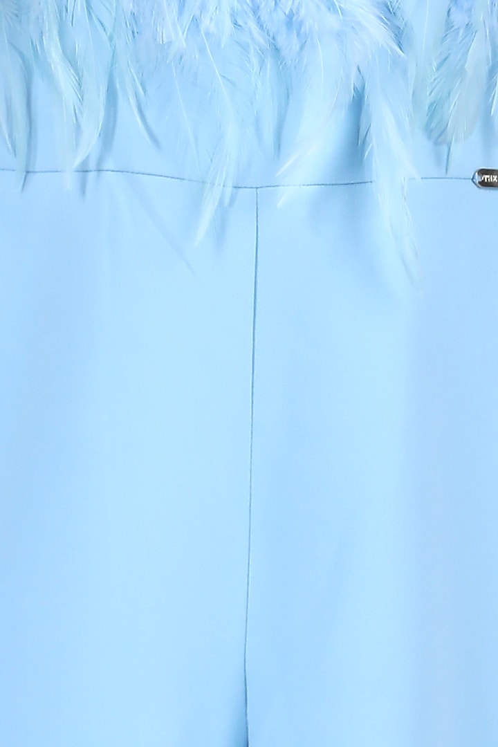 Ice Blue Feathered Jumpsuit For Girls by The Little celebs at Pernia's Pop Up Shop