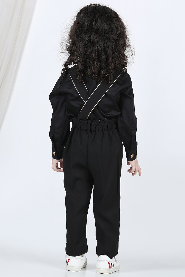 Black Embellished Suspender Pant Set For Boys by The Little celebs at Pernia's Pop Up Shop