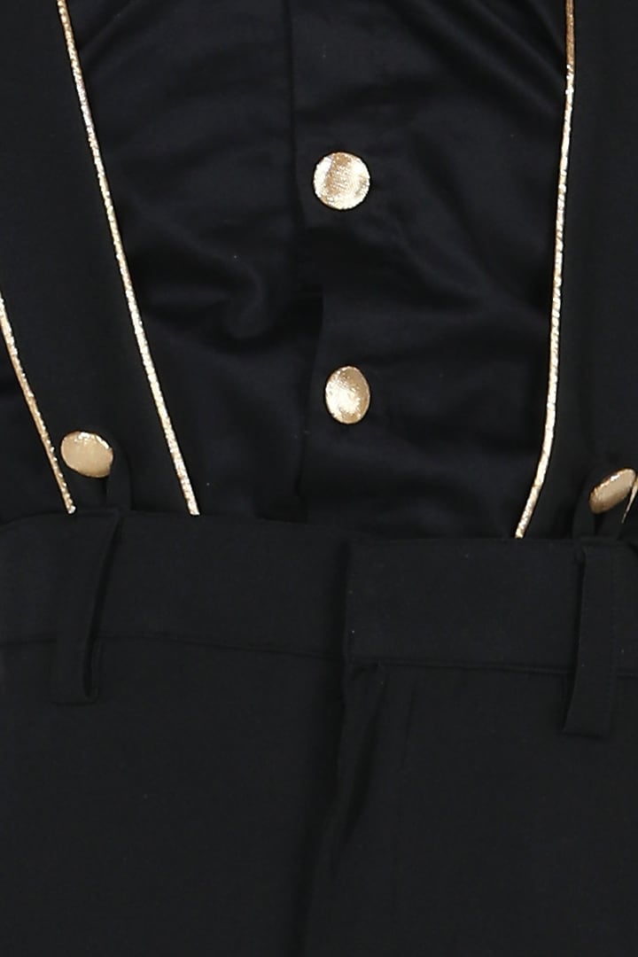 Black Embellished Suspender Pant Set For Boys by The Little celebs at Pernia's Pop Up Shop
