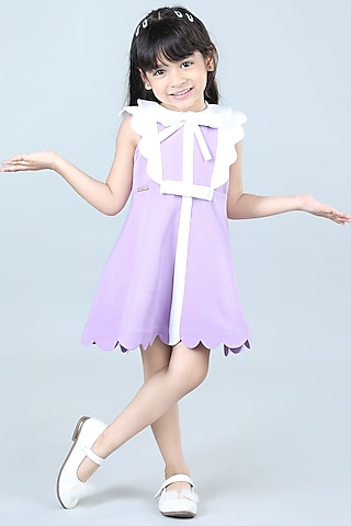 Lilac Imported Crepe Dress For Girls by The Little celebs