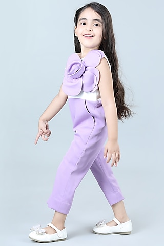 Lilac Imported Crepe Jumpsuit For Girls by The Little celebs