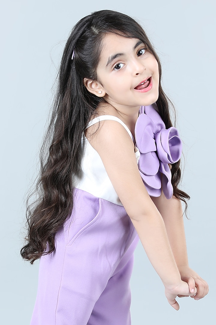 Lilac Imported Crepe Jumpsuit For Girls by The Little celebs at Pernia's Pop Up Shop