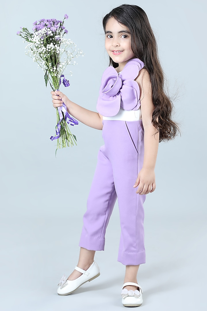Lilac Imported Crepe Jumpsuit For Girls by The Little celebs at Pernia's Pop Up Shop