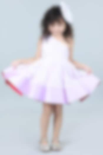 Lilac & White Silk Off-Shoulder Dress For Girls by The Little celebs at Pernia's Pop Up Shop