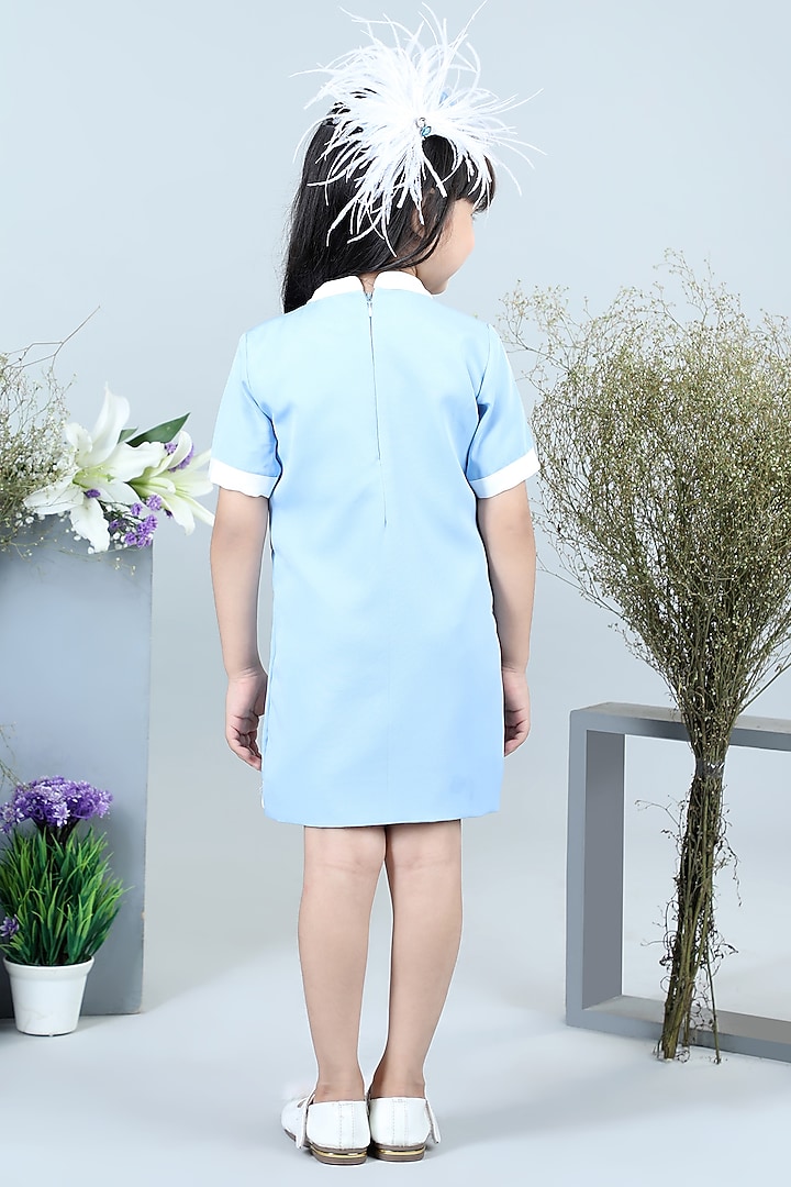 Ice Blue Imported Crepe Coat Dress For Girls by The Little celebs at Pernia's Pop Up Shop