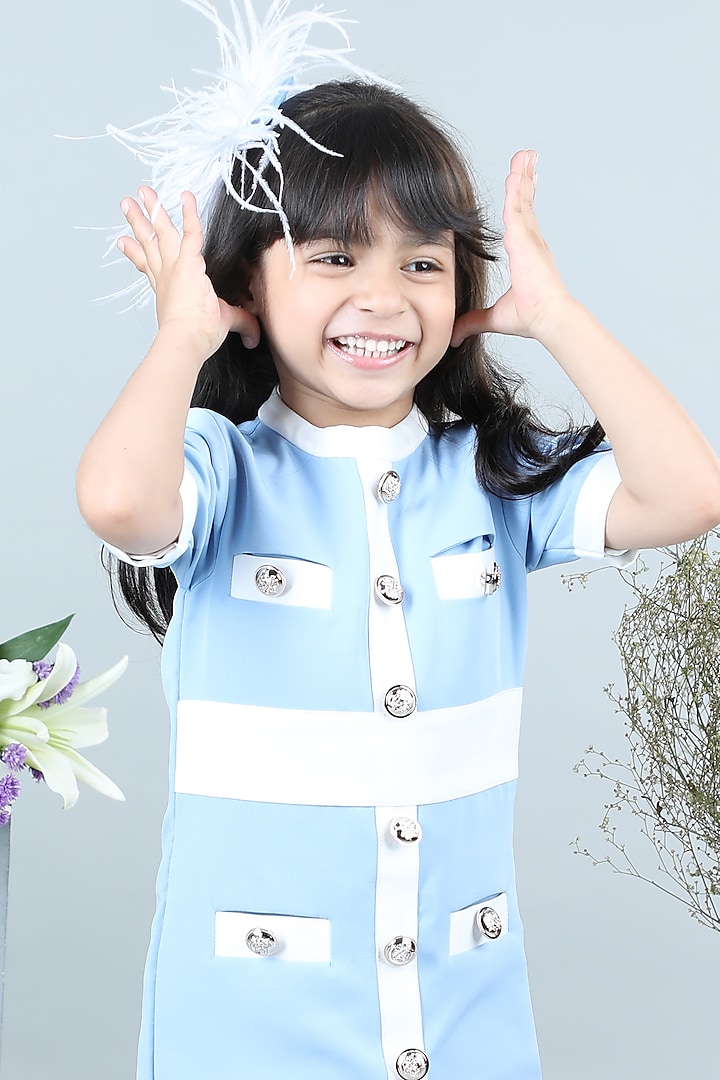 Ice Blue Imported Crepe Coat Dress For Girls by The Little celebs at Pernia's Pop Up Shop