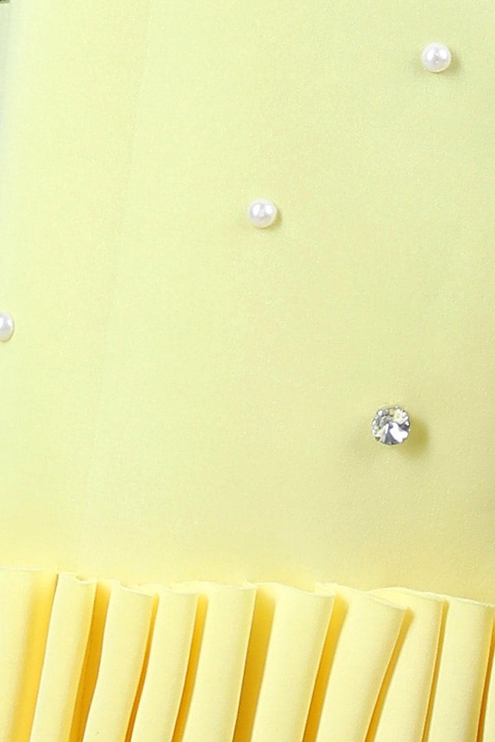 Yellow Neoprene Embroidered Dress For Girls by The Little celebs at Pernia's Pop Up Shop