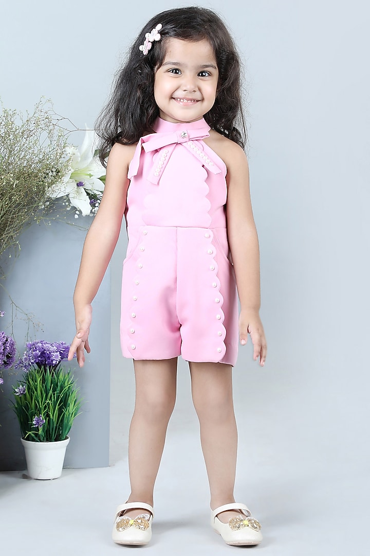 Pink Imported Crepe Jumpsuit For Girls by The Little celebs at Pernia's Pop Up Shop