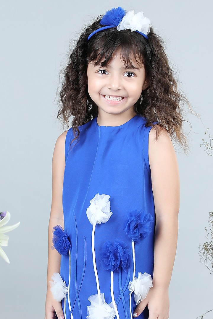 Blue & White Imported Crepe Straight Dress For Girls by The Little celebs at Pernia's Pop Up Shop