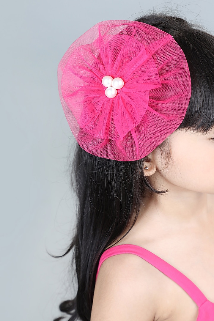 Hot Pink & White Imported Crepe Embellished Jumpsuit For Girls by The Little celebs at Pernia's Pop Up Shop