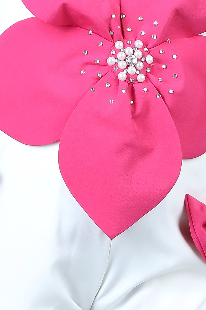 Pink & White Imported Crepe Embellished Jumpsuit For Girls by The Little celebs at Pernia's Pop Up Shop