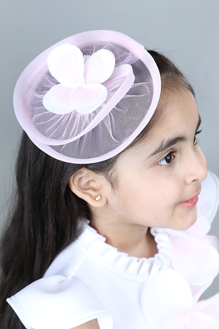 White & Pink Imported Crepe Embroidered Flared Dress For Girls by The Little celebs at Pernia's Pop Up Shop