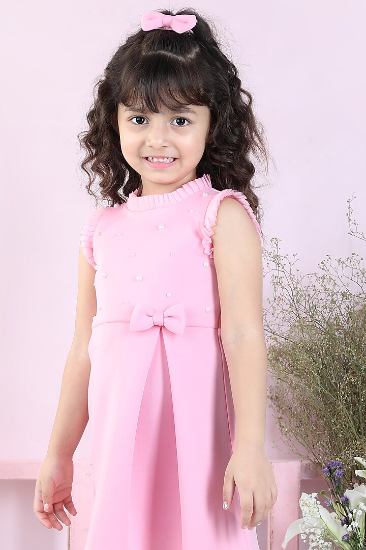 Pink Neoprene Dress For Girls by The Little celebs at Pernia's Pop Up Shop
