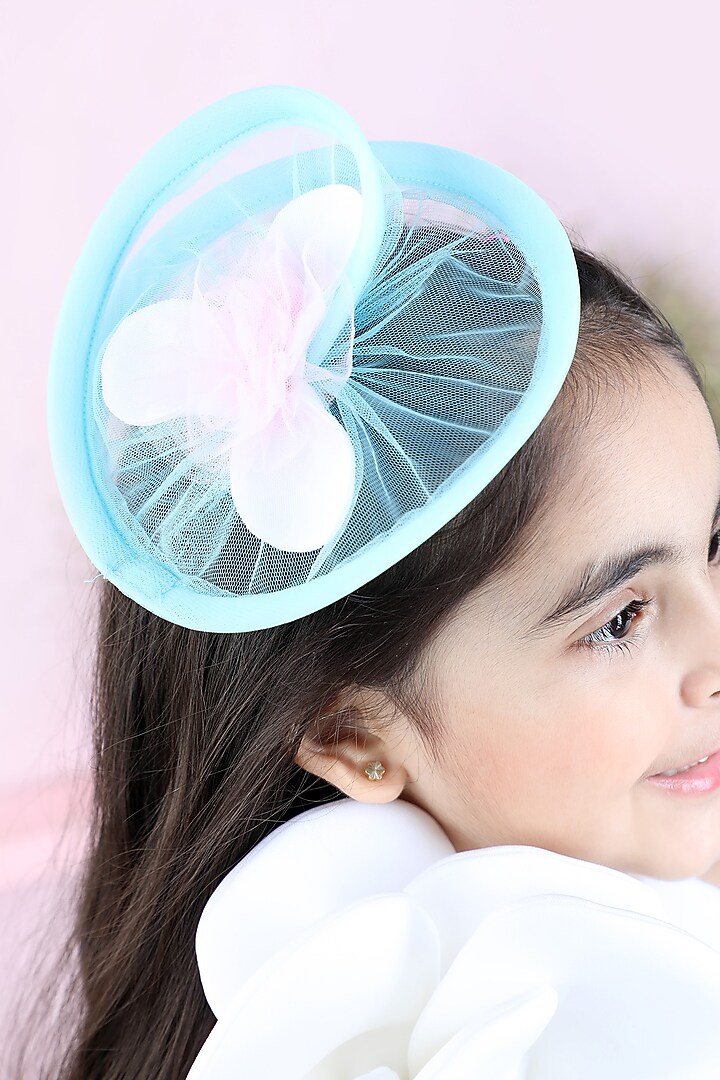 Pink & Blue Neoprene Embroidered Off-Shoulder Dress For Girls by The Little celebs at Pernia's Pop Up Shop