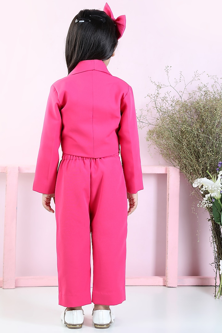 Hot Pink Imported Crepe Embroidered Co-Ord Set For Girls by The Little celebs at Pernia's Pop Up Shop