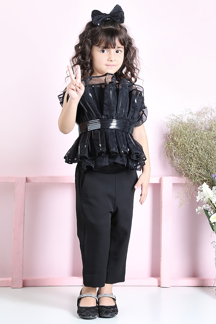 Black Imported Crepe Co-Ord Set For Girls by The Little celebs at Pernia's Pop Up Shop