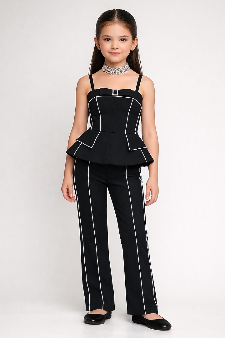 Black Japanese Crepe Co-Ord Set For Girls by The Little celebs at Pernia's Pop Up Shop