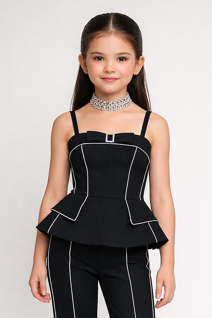 Black Japanese Crepe Co-Ord Set For Girls by The Little celebs at Pernia's Pop Up Shop