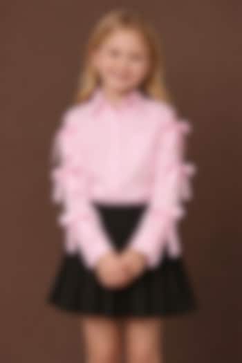 Black Cotton Japanese Crepe Pleated Skirt Set For Girls by The Little celebs at Pernia's Pop Up Shop