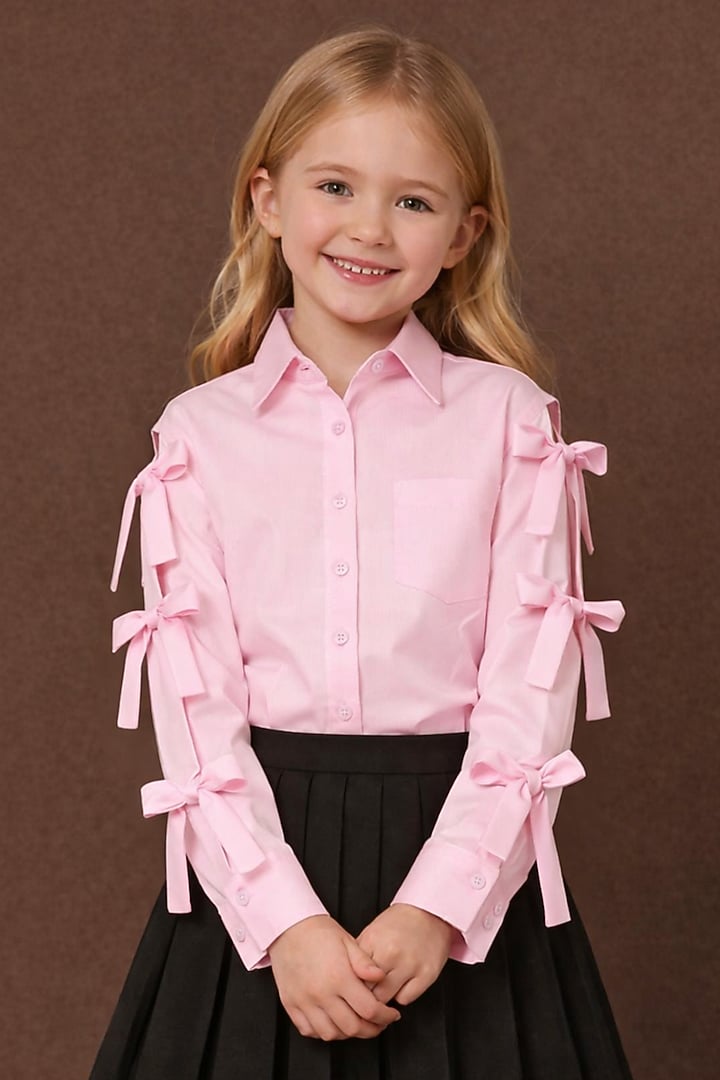 Black Cotton Japanese Crepe Pleated Skirt Set For Girls by The Little celebs at Pernia's Pop Up Shop