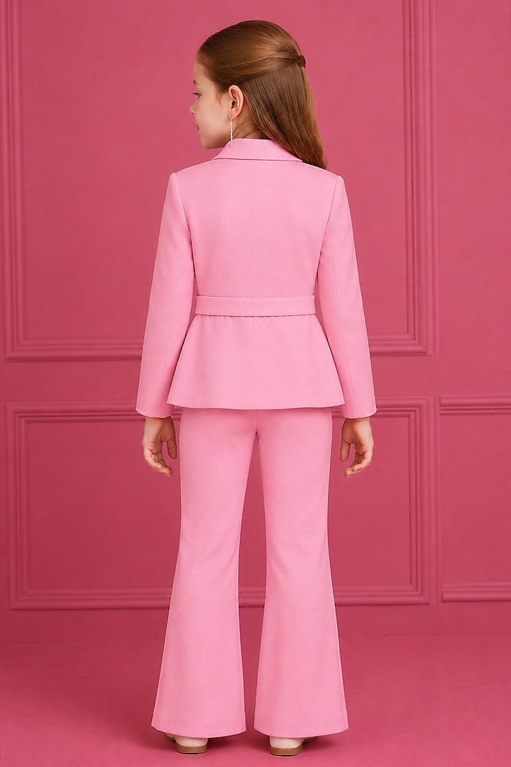 Pink Japanese Crepe Pearl Embroidered Co-Ord Set For Girls by The Little celebs at Pernia's Pop Up Shop