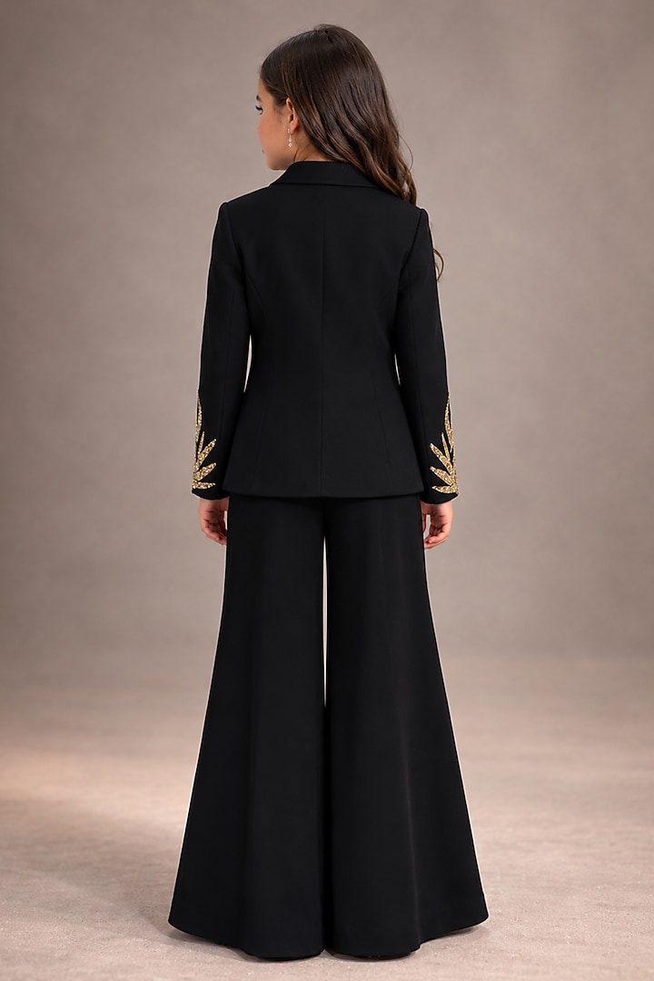 Black Japanese Crepe Sequin Embroidered Co-Ord Set For Girls by The Little celebs at Pernia's Pop Up Shop