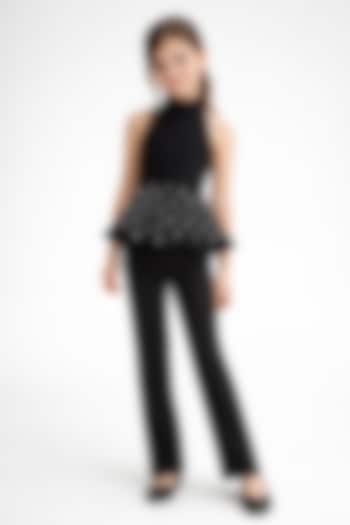 Black Japanese Crepe Crystal Embellished Co-Ord Set For Girls by The Little celebs at Pernia's Pop Up Shop