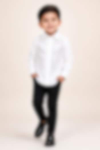 Black Cotton Japanese Crepe Pant Set For Boys by The Little celebs at Pernia's Pop Up Shop