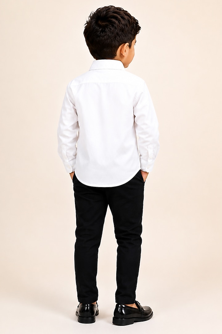 Black Cotton Japanese Crepe Pant Set For Boys by The Little celebs at Pernia's Pop Up Shop