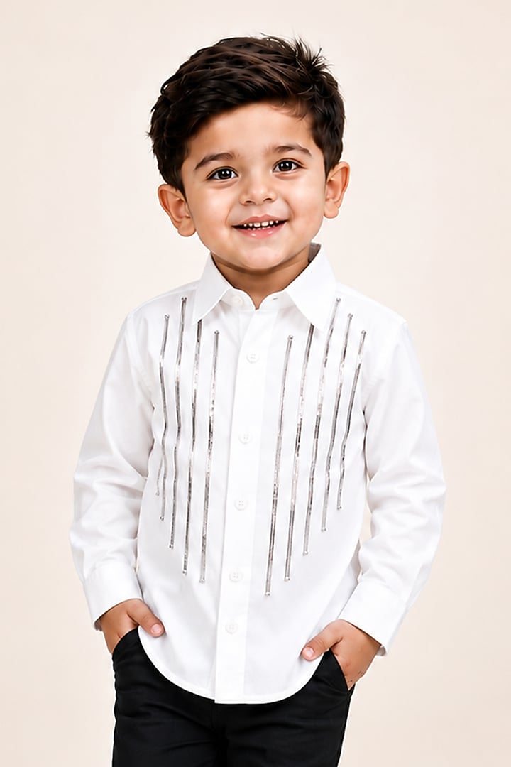 Black Cotton Japanese Crepe Pant Set For Boys by The Little celebs at Pernia's Pop Up Shop