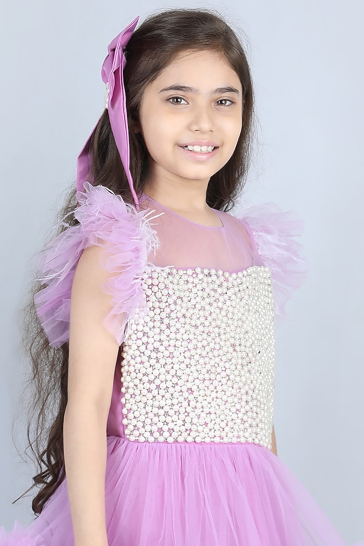 Lilac Embellished Dress For Girls by The Little celebs at Pernia's Pop Up Shop