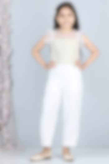 White Embellished Jumpsuit For Girls by The Little celebs at Pernia's Pop Up Shop