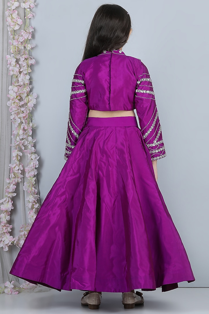 Purple Silk Lehenga Set For Girls by The Little celebs at Pernia's Pop Up Shop