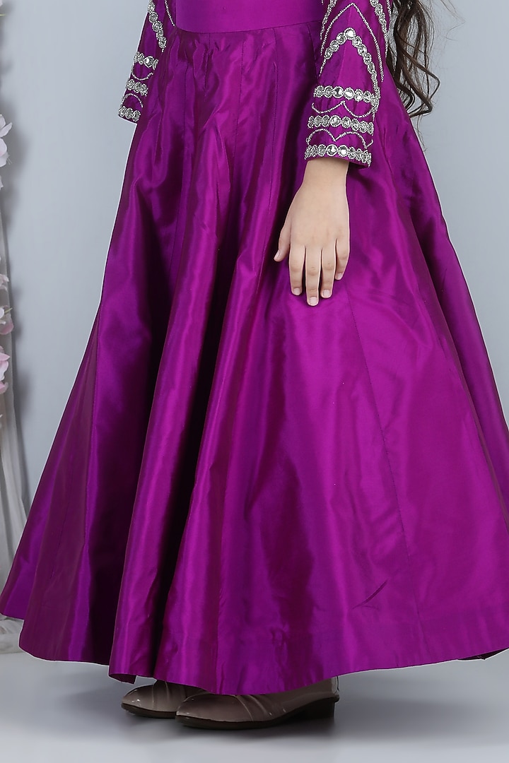 Purple Silk Lehenga Set For Girls by The Little celebs at Pernia's Pop Up Shop