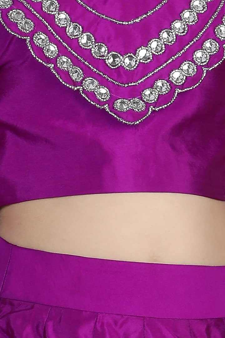 Purple Silk Lehenga Set For Girls by The Little celebs at Pernia's Pop Up Shop