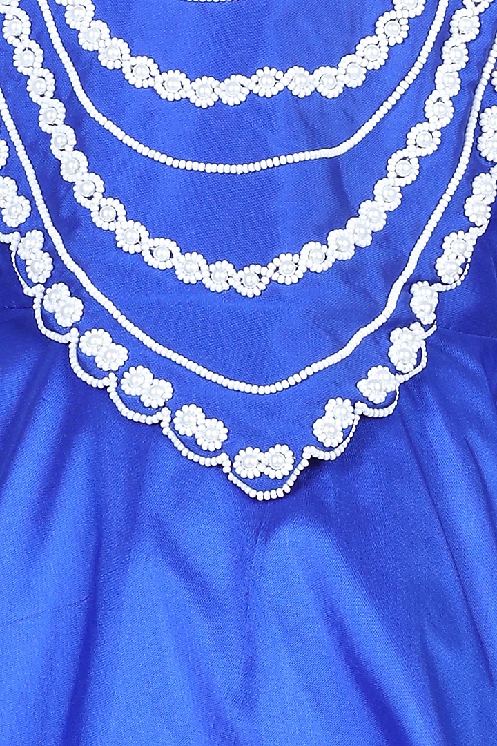 Electric Blue Embellished Kurta Set For Girls by The Little celebs at Pernia's Pop Up Shop
