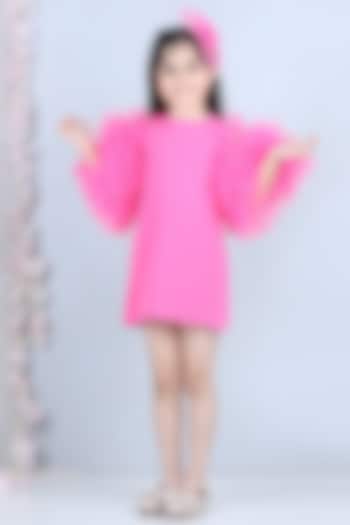 Pink Crepe Dress For Girls by The Little celebs