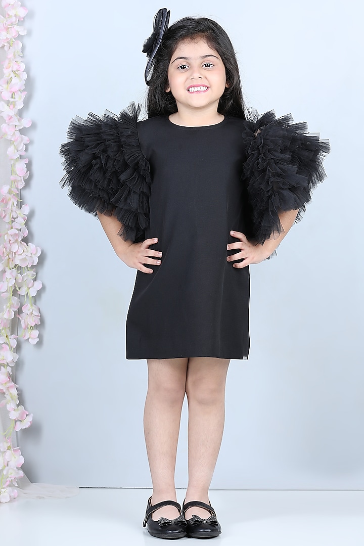 Black Crepe Dress For Girls by The Little celebs