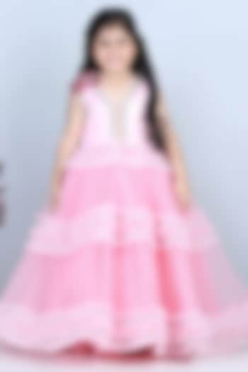 Baby Pink Embellished Dress For Girls by The Little celebs