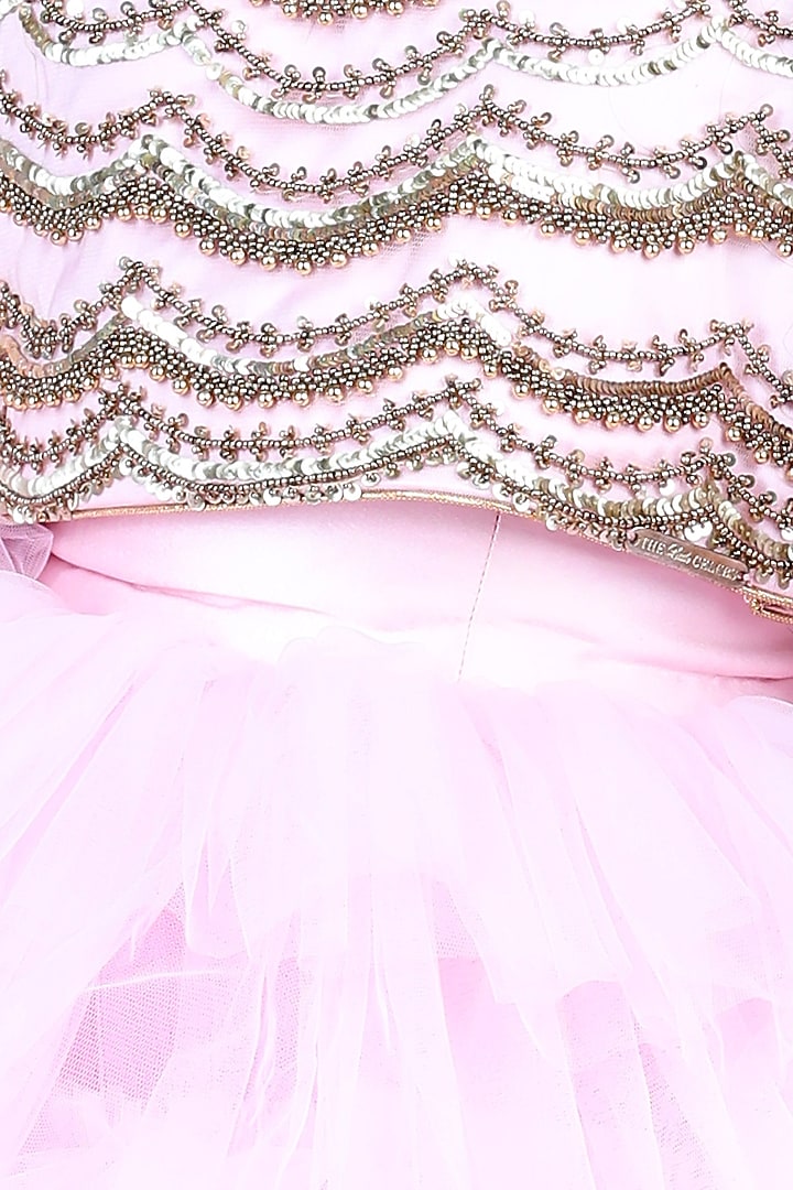 Baby Pink Net & Tulle Lehenga Set For Girls by The Little celebs at Pernia's Pop Up Shop