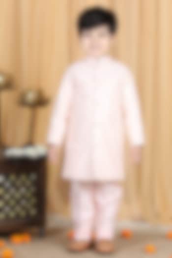 Peach Embroidered Sherwani Set For Boys by The Little celebs