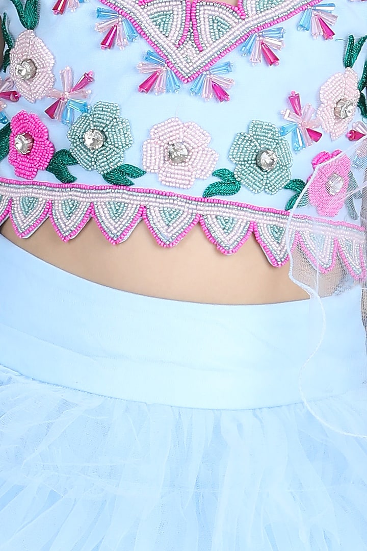 Sky Blue Tulle Lehenga Set For Girls by The Little celebs at Pernia's Pop Up Shop