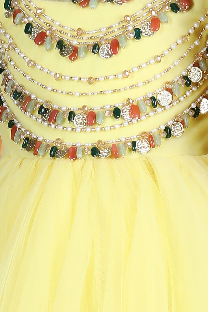 Yellow Embroidered Anarkali For Girls by The Little celebs at Pernia's Pop Up Shop
