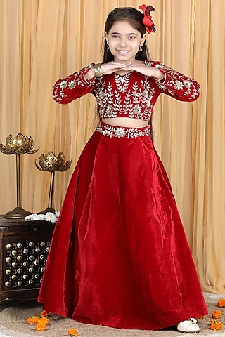 Velvet lehenga for girls sale