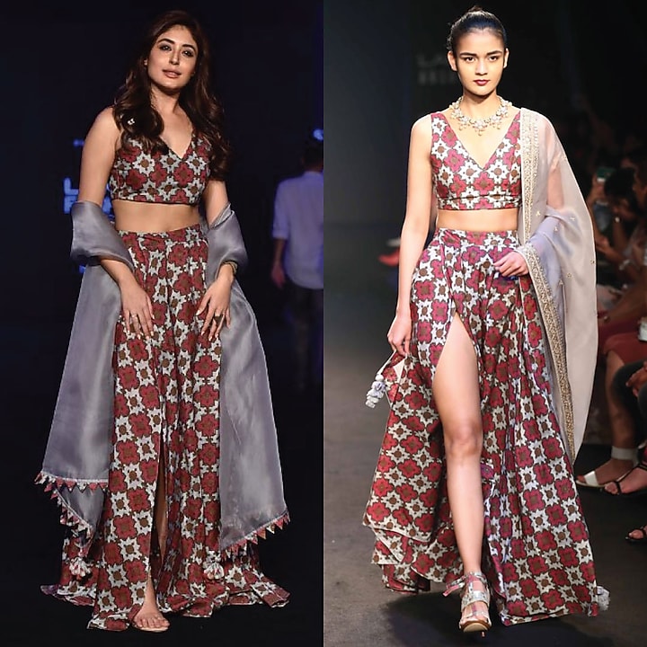 Grey Printed & Embroidered Wedding Lehenga Set by Punit Balana at Pernia's Pop Up Shop