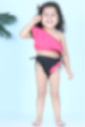 Hot Pink Spandex Swim Suit Set For Girls by The Little celebs at Pernia's Pop Up Shop