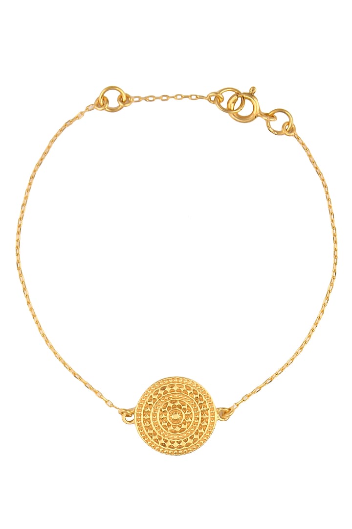 Gold Vermeil Finish Aztec Disc Bracelet by Carrie Elizabeth