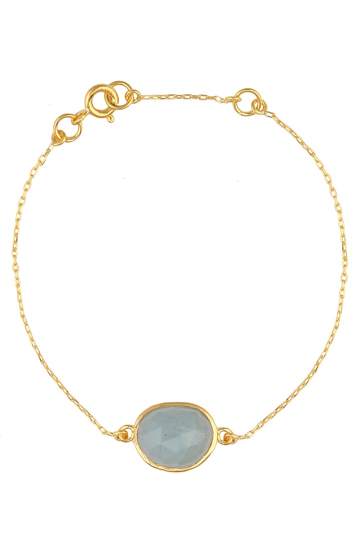 Carrie Elizabeth presents Gold vermeil finish aquamarine stone bracelet available only at Pernia's Pop Up Shop.