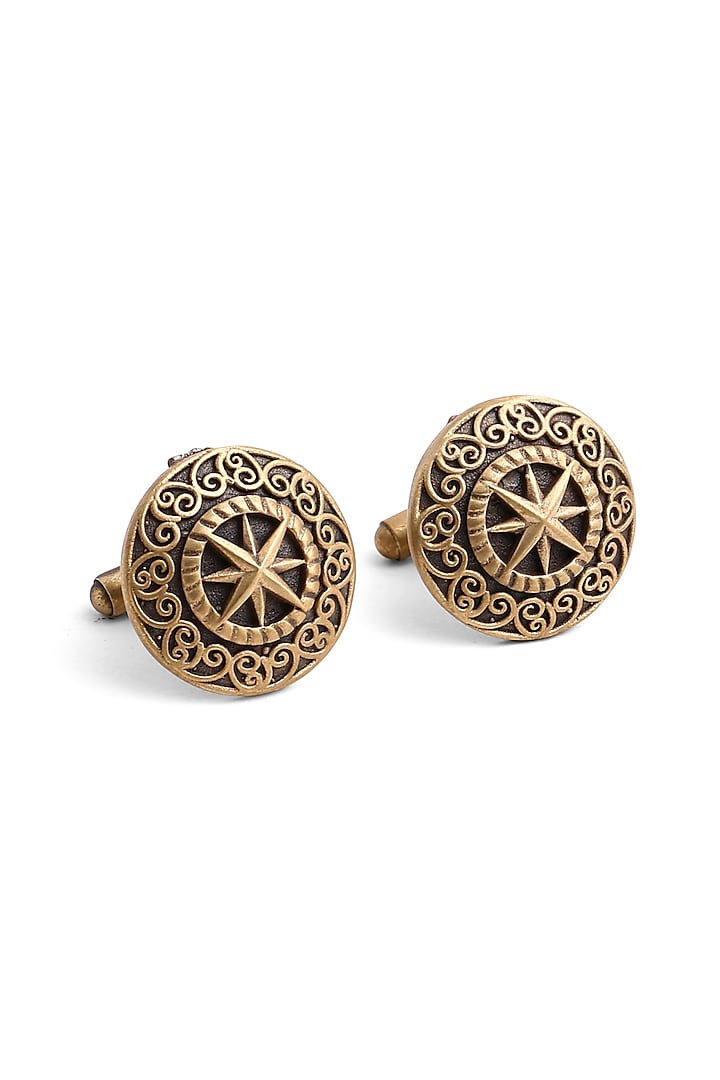 Antique Gold Finish Armour Cufflinks by Cosa Nostraa