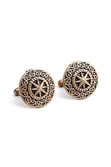 Antique Gold Finish Armour Cufflinks by Cosa Nostraa-POPULAR PRODUCTS AT STORE
